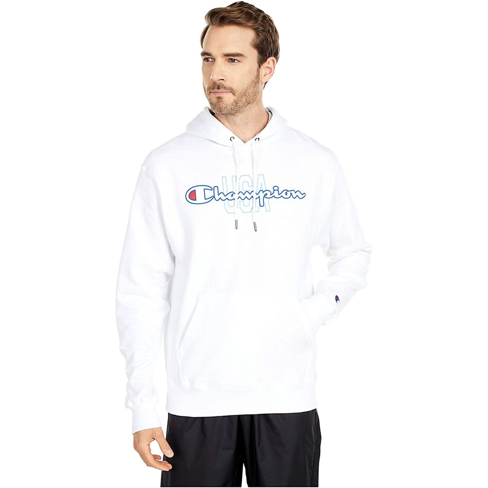 Champion NWT White Powerblend Graphic Hoodie Sz L